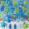 Happy Birthday Balloon Banner – 16 Inch Blue & Green Mylar Foil Letters with 8 Star Balloons, Reusable Birthday Party Decorations for Men, Women, and Girls (Blue Green)